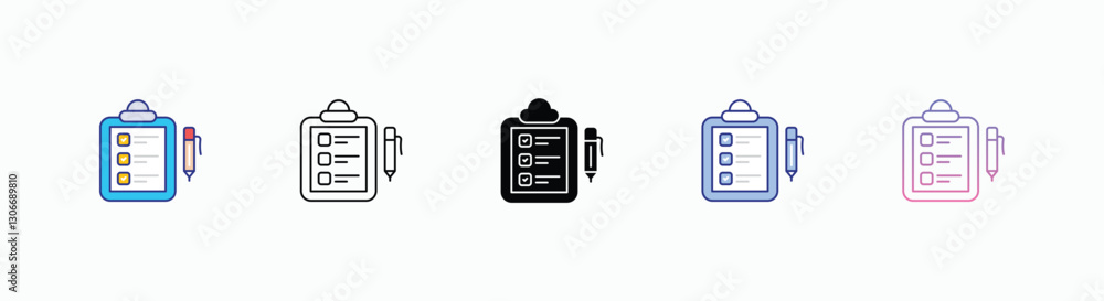 Clipboard icons set in different style vector stock Clipboard icons set in different style vector stock