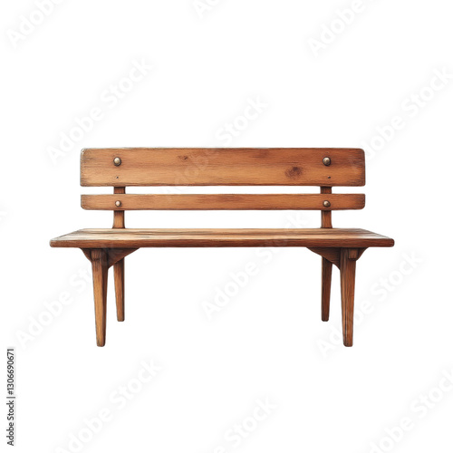 Rustic Wooden Bench with Tapered Legs and Metal Studs