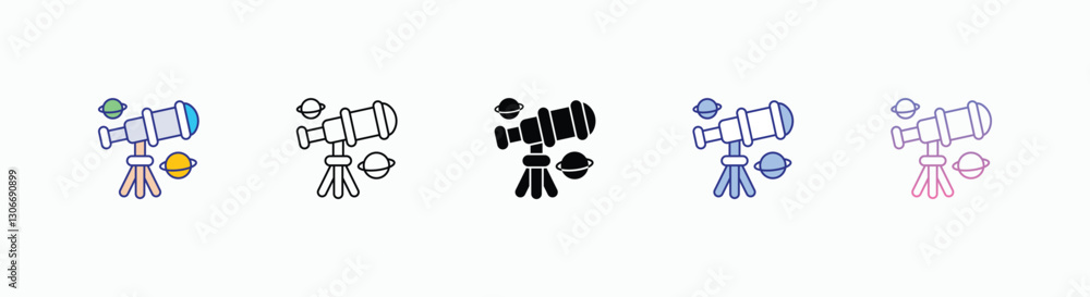 Telescope icons set in different style vector stock Telescope icons set in different style vector stock