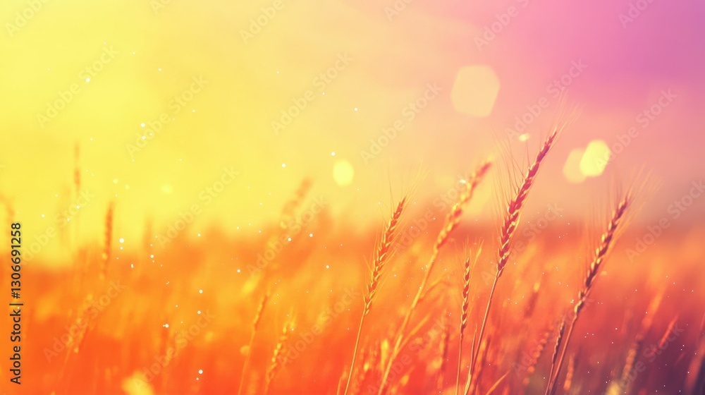 Fototapeta premium Vibrant abstract background featuring wheat fields and harvesting machine