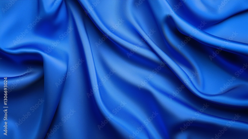 Fototapeta premium Luxurious royal blue satin fabric drapes elegantly showcasing rich texture and smooth folds. AI generated