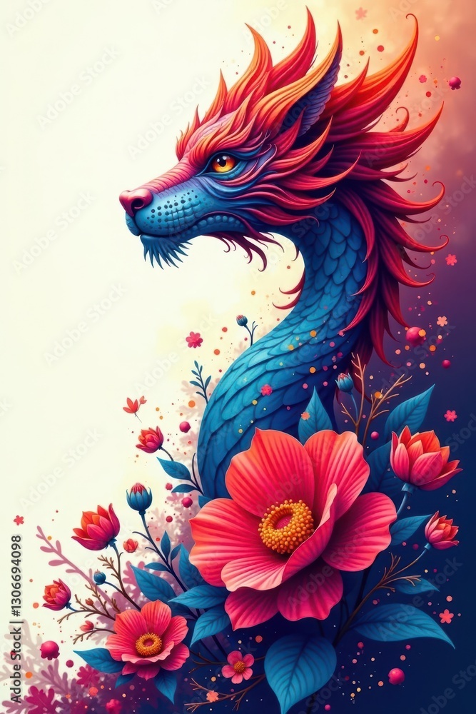 Obraz premium Bold strokes, dynamic composition, fantasy floral forms , beautiful, creative