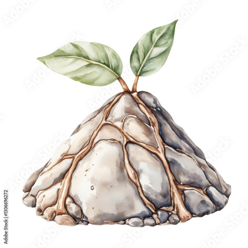 Small Plant Sprouting from Rocky Terrain