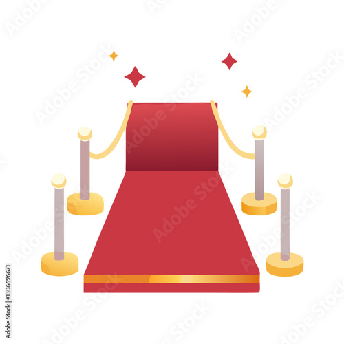 Luxury red carpet with golden barriers