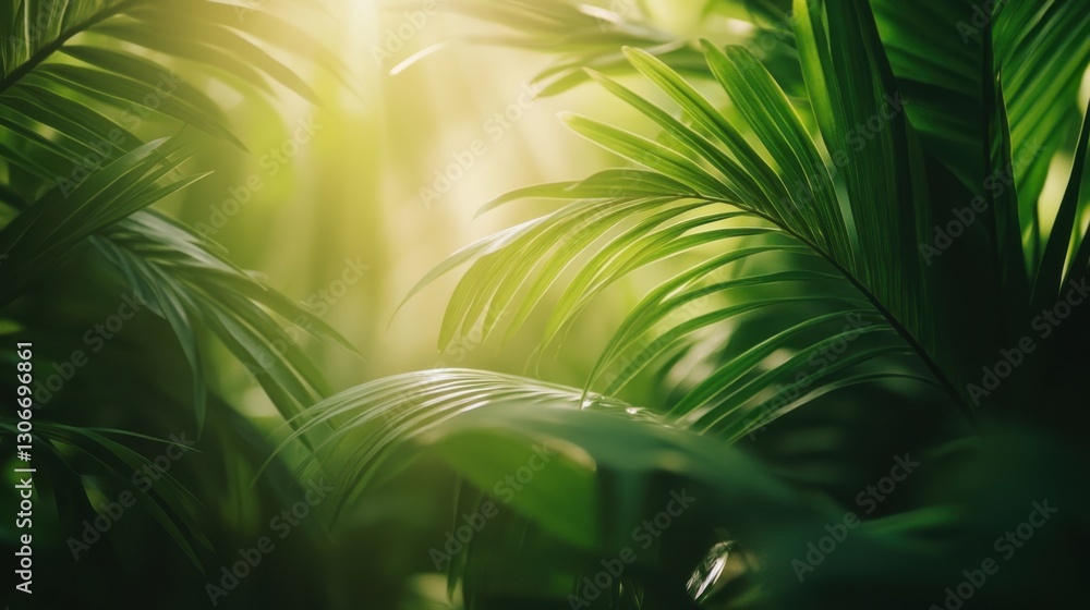 Obraz premium Soft focus on fresh green leaves surrounded by nature,