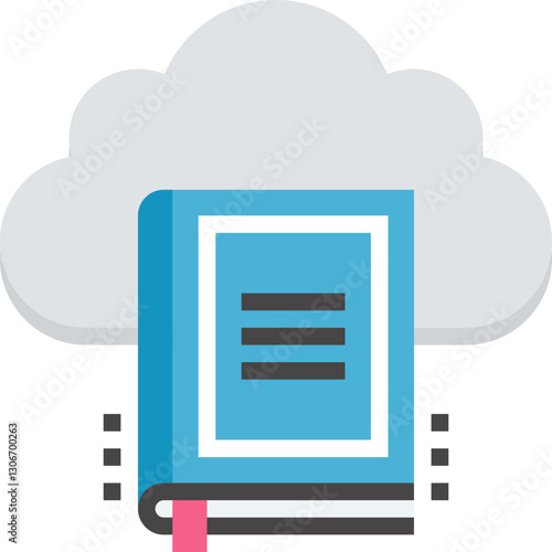 digital library flat vector web icon