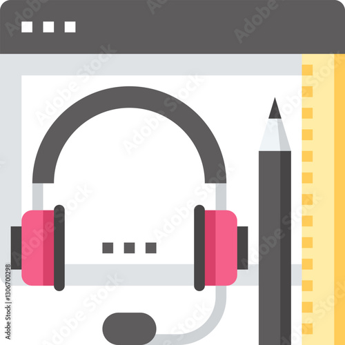 blended learning flat vector web icon