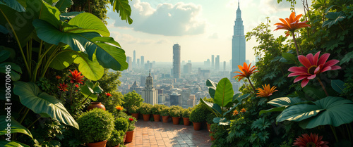 Stunning Urban Garden View with City Skyline