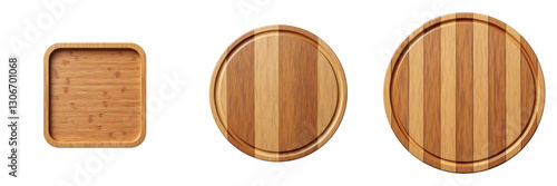 Bamboo Cutting Boards Display with Vertical Stripes in Three Shapes