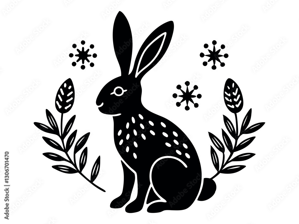 Easter rabbits isolated vector illustration set in linocut style. Hand drawn set with animals in linocut style. Isolated on a white background. Easter rabbits isolated vector illustration set in linocut style. Hand drawn set with animals in linocut style. Isolated on a white background.