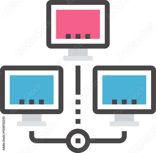 distributed database flat vector web icon