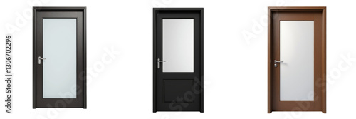 Interior Doors Featuring Frosted Glass Panels in Dark Frames
