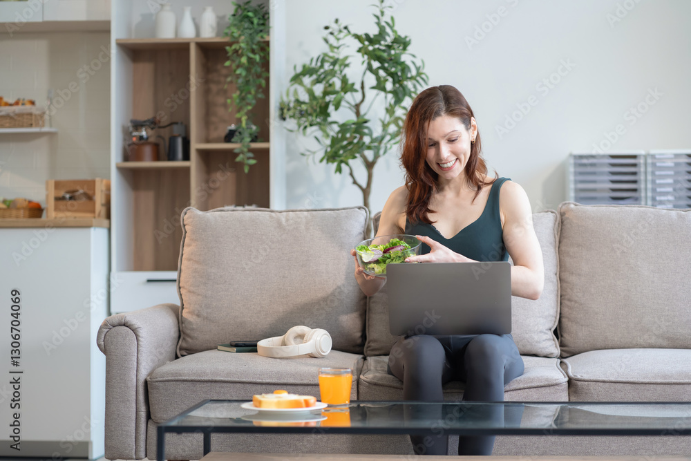 Lifestyle fit woman playing social media and enjoys healthy breakfast after training. Lifestyle fit woman playing social media and enjoys healthy breakfast after training.