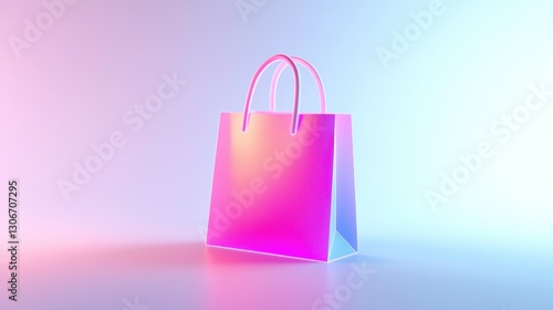 Wallpaper Mural Neon Pink Shopping Bag in Studio Light Torontodigital.ca