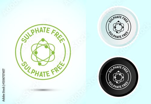 Sulfate free icon design illustration. No sulphate badge label for product warranty, Color black and white
