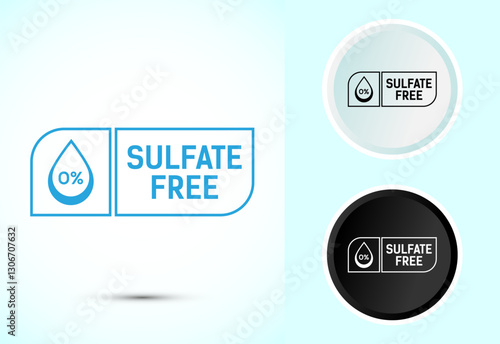 Sulfate free icon design illustration. No sulphate badge label for product warranty, Color black and white