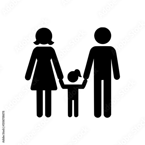 Silhouette icon of a family, representation of familial relationships and unity