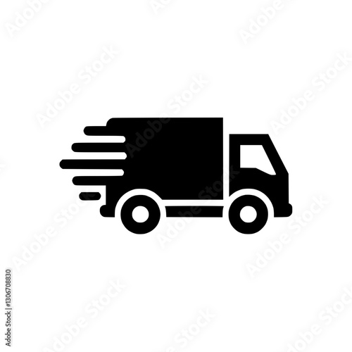 Silhouette icon of a fast delivery truck, representation of quick shipping services