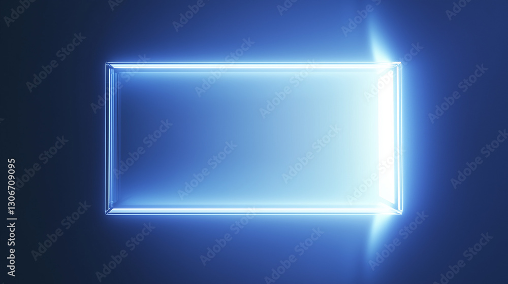 Fototapeta premium blue light frame, science technology,AI gate, abstract blue background, empty space, Scene background 3D, abstract blue light background