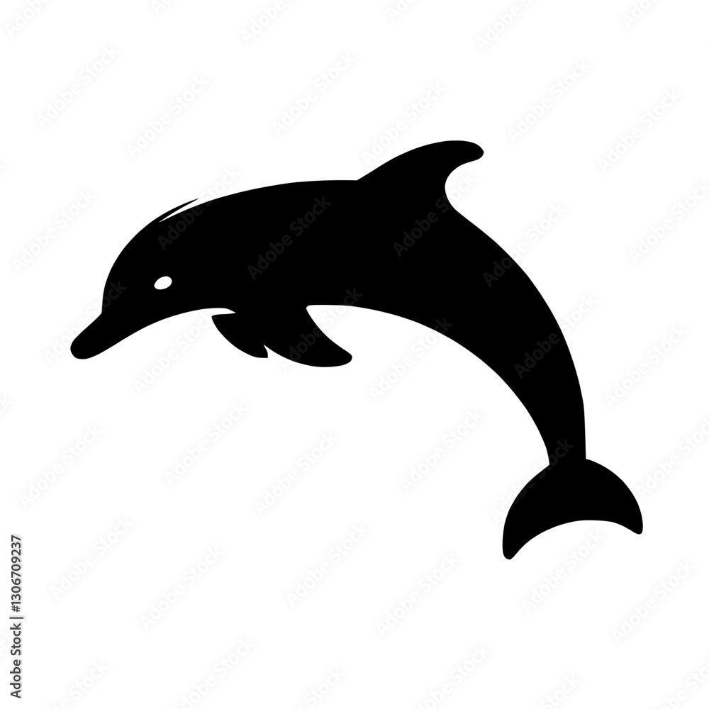 Fototapeta premium Silhouette dolphin icon, marine animal symbol, playful aquatic life representation