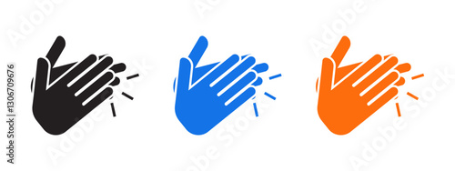 clap icon set isolated on white