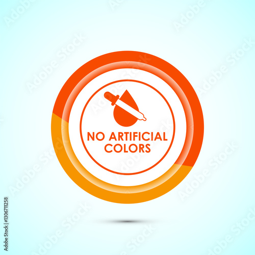 No artificial colors icon design illustration, Artificial color free symbol, Natural product, Orange color button design