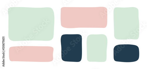 Doodle text box. Hand drawn bubble shapes and frames Kids color text shape. Organic child free form. Abstract square speech blobs for dialog, quote Simple set for bullet journal