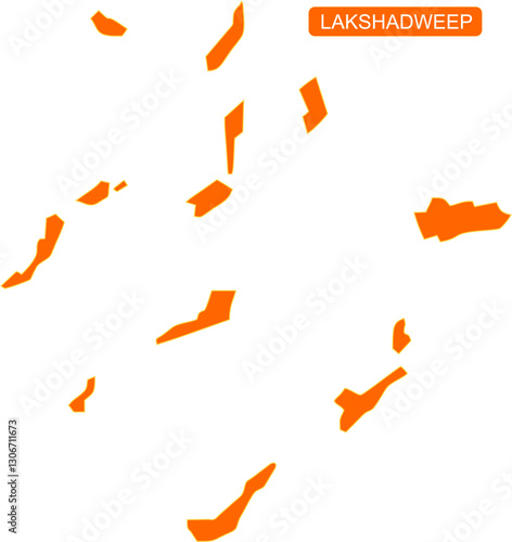 Map of Indian island Lakshadweep located in the Laccadive Sea in solid orange color