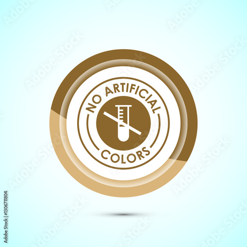 No artificial colors icon design illustration, Artificial color free symbol, Natural product, Gold color button design