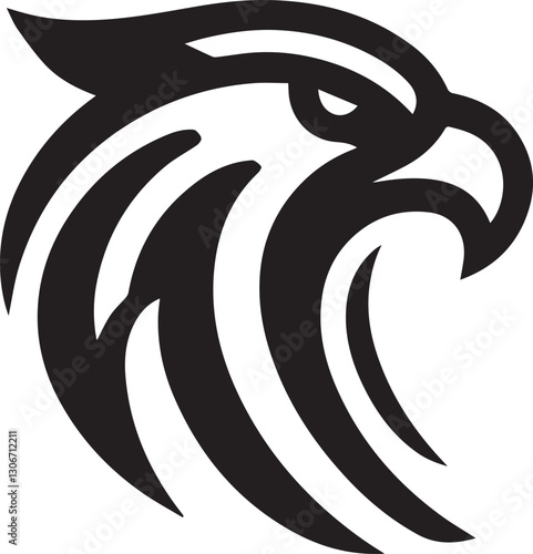 Bold Tribal Eagle Head Vector Logo in Black and White

