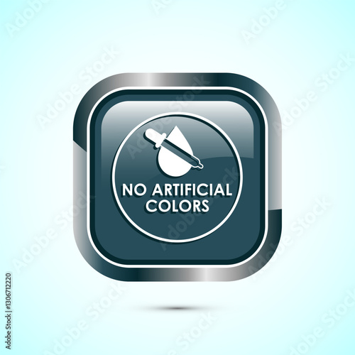 No artificial colors icon design illustration, Artificial color free symbol, Natural product, Gray color square button design