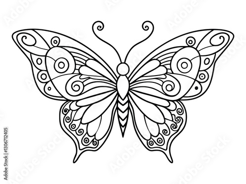 Detailed ornamental sketch of a moth. Hand-drawn decorative insect in doodle style. Stylized mehndi ornament for tattoo, print, design for room, cover, book, and coloring page.
