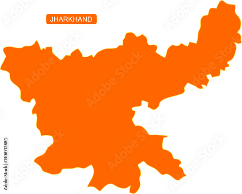 Map of Indian state Jharkhand in solid orange color