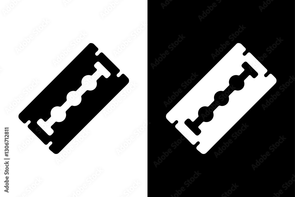 Minimalist Razor Blade Silhouette Vector Icon Black and White Background. Minimalist Razor Blade Silhouette Vector Icon Black and White Background.