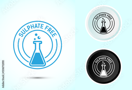 Sulfate free icon design illustration. No sulphate badge label for product warranty, Color black and white