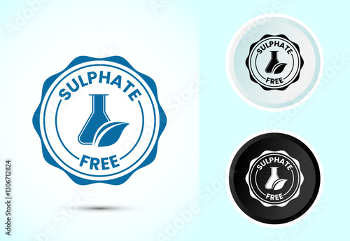 Sulfate free icon design illustration. No sulphate badge label for product warranty, Color black and white