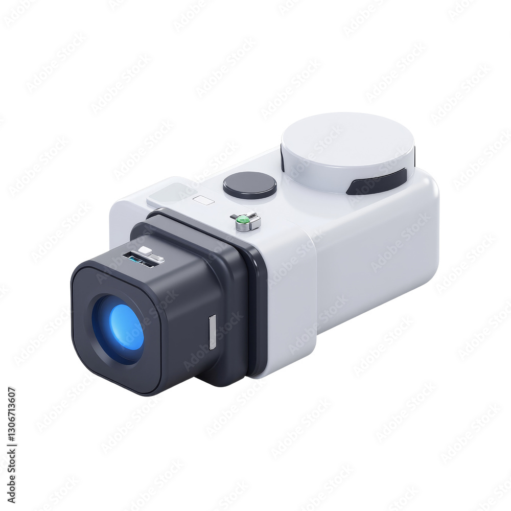 White Compact Device with Blue Light and USB Port White Compact Device with Blue Light and USB Port
