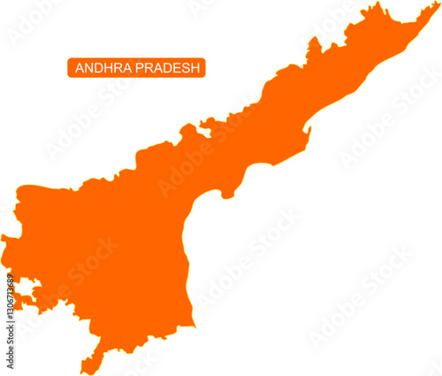 Map of Indian state Andhra Pradesh in solid orange color