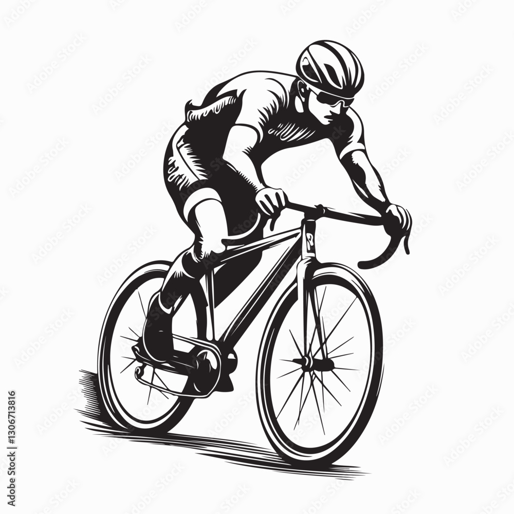 Naklejka premium Cycling Silhouette vector stock illustration Cyclist silhouette on white background.