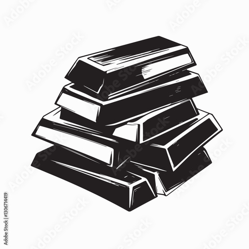 Gold Bars Stacks Vectors and Illustration on white background
