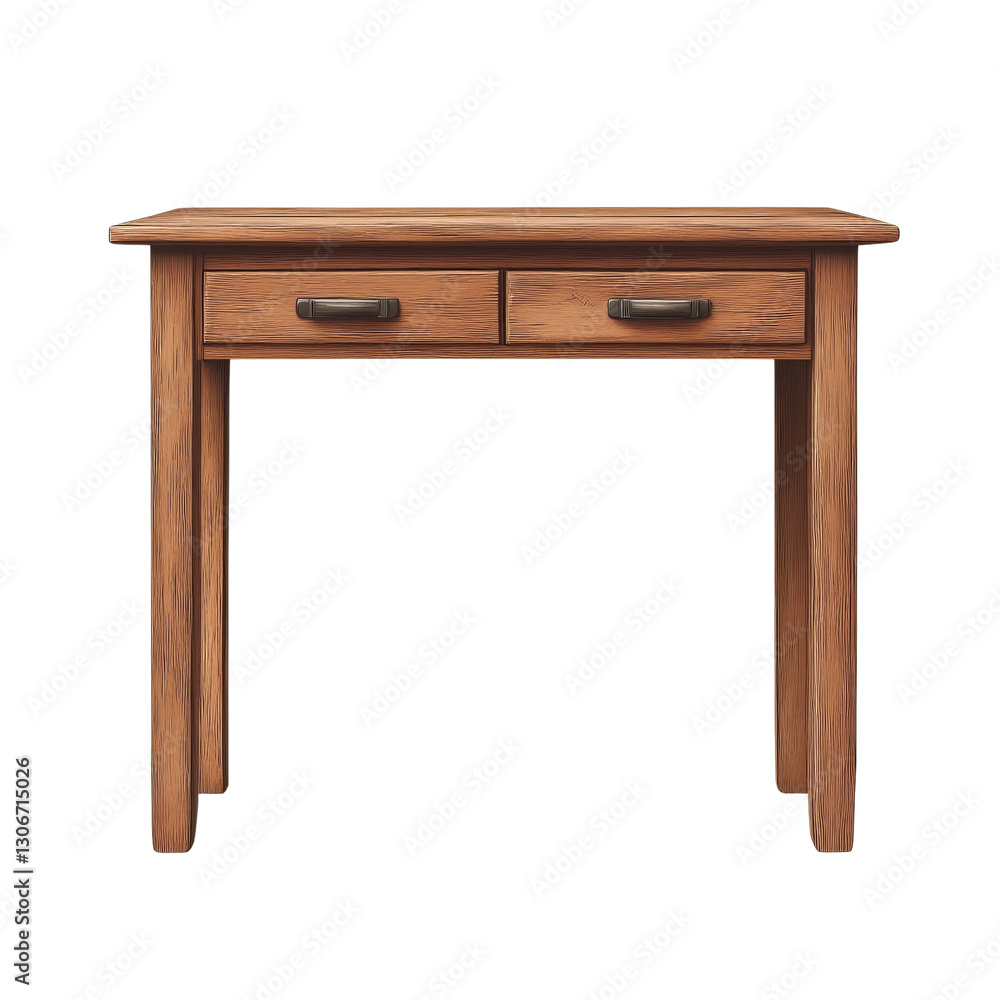 Wooden Console Table with Drawers Featuring Metal Pulls Wooden Console Table with Drawers Featuring Metal Pulls