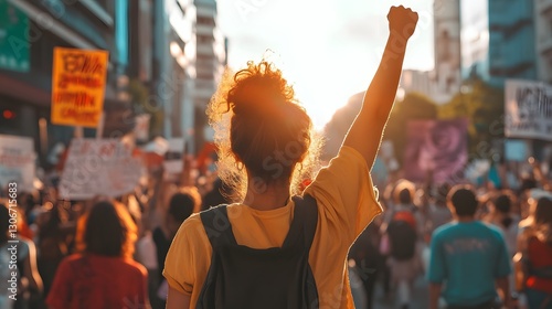 People protesting, Group of activists protesting