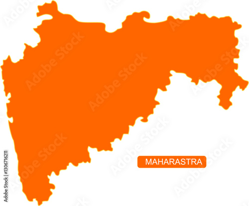 Map of Indian state Maharastra in solid orange color