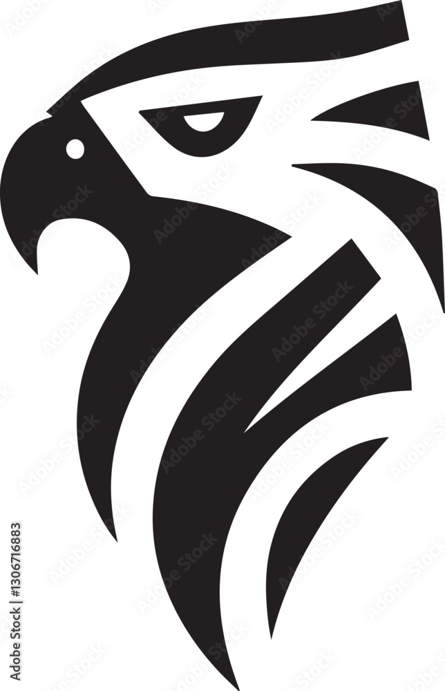 Obraz premium Bold Tribal Eagle Head Vector Logo in Black and White