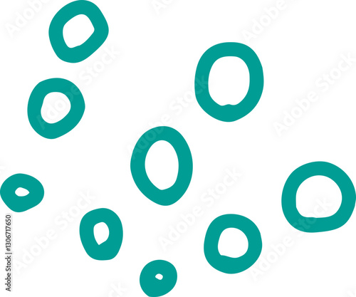 気付き　手書き　丸　注目　イラスト　緑