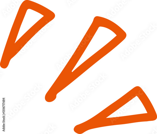 気付き　注目　アイコン　手書き　オレンジ　三角