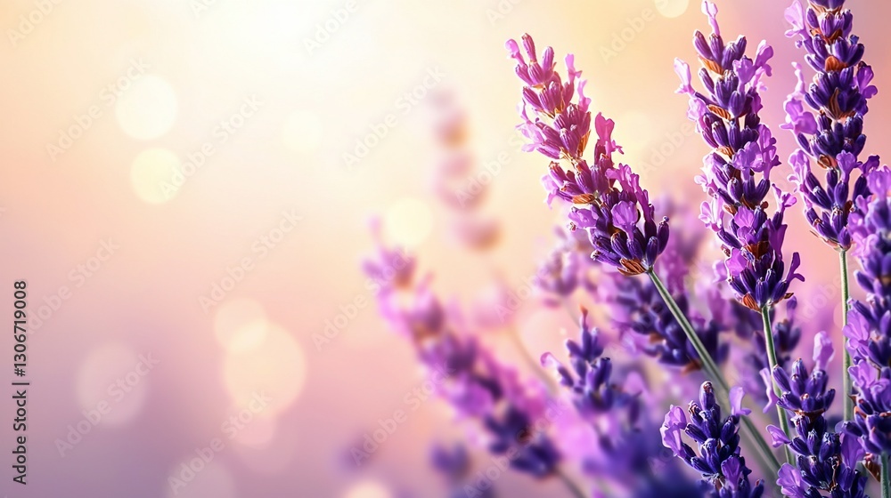 Beautiful lavender flowers in soft focus with a dreamy pastel background and bokeh effect Beautiful lavender flowers in soft focus with a dreamy pastel background and bokeh effect