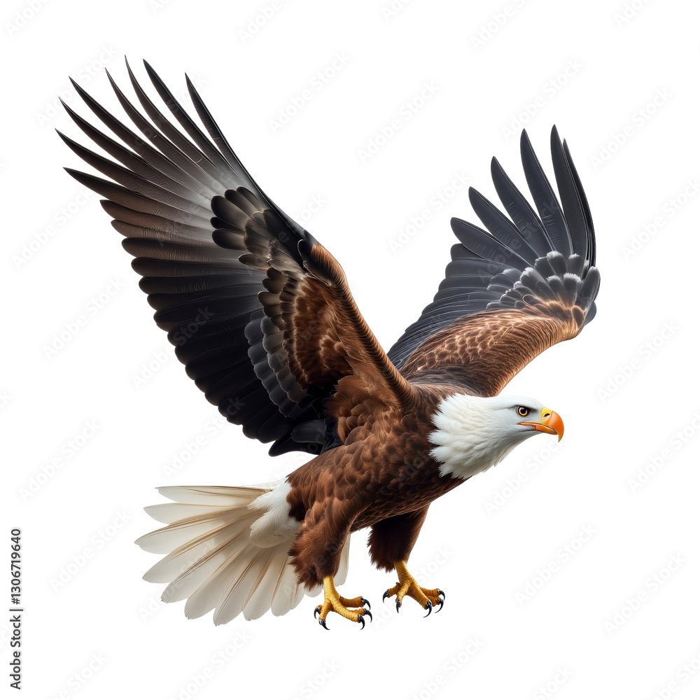 Bald Eagle in Flight Showcasing Talents and Plumage Bald Eagle in Flight Showcasing Talents and Plumage