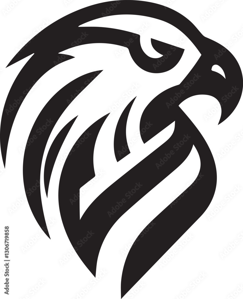 Naklejka premium Bold Tribal Eagle Head Vector Logo in Black and White