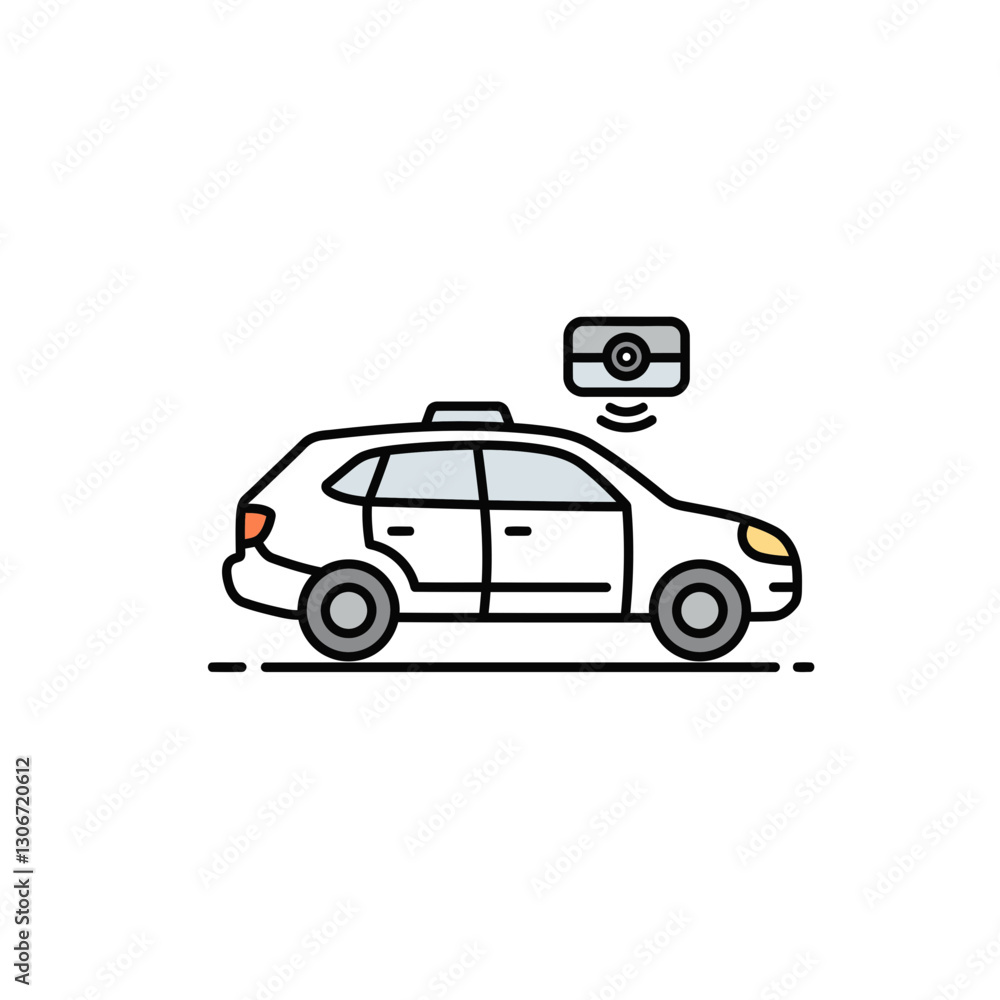 Self-Driving Taxi: A futuristic self-driving taxi with a camera on the roof is depicted in a sleek illustration, ready to navigate the urban landscape and represent the evolution of transport. Self-Driving Taxi: A futuristic self-driving taxi with a camera on the roof is depicted in a sleek illustration, ready to navigate the urban landscape and represent the evolution of transport.
